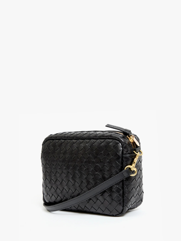 Midi Sac in Diagonal Woven Black