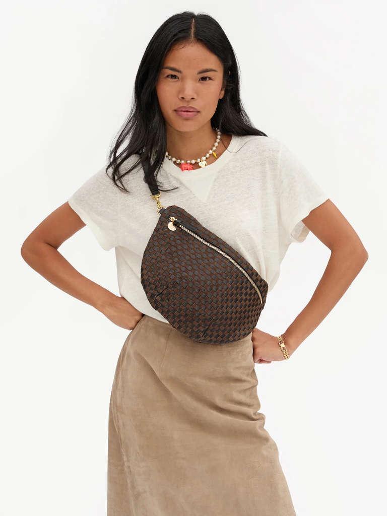 Grande Fanny Pack in Black/Chocolate Woven Checker