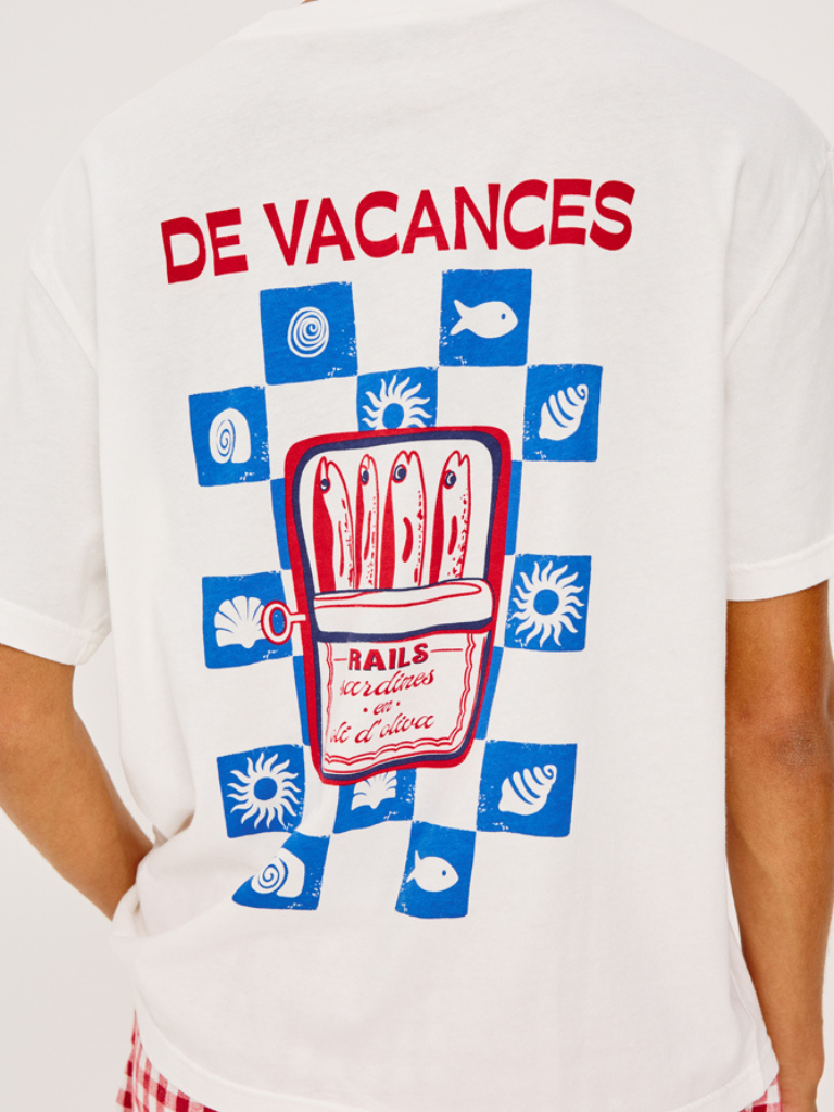 "Sardines" Classic Crew Neck T-shirt in White