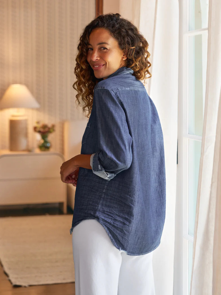Eileen Denim Button Up in Vintage Dark Indigo