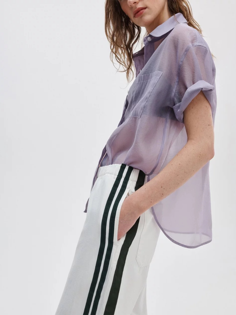 Featherweight Logan Track Pants in White/Green Stripe