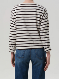 Boat Neck Long Sleeve in Chocolate Stripe