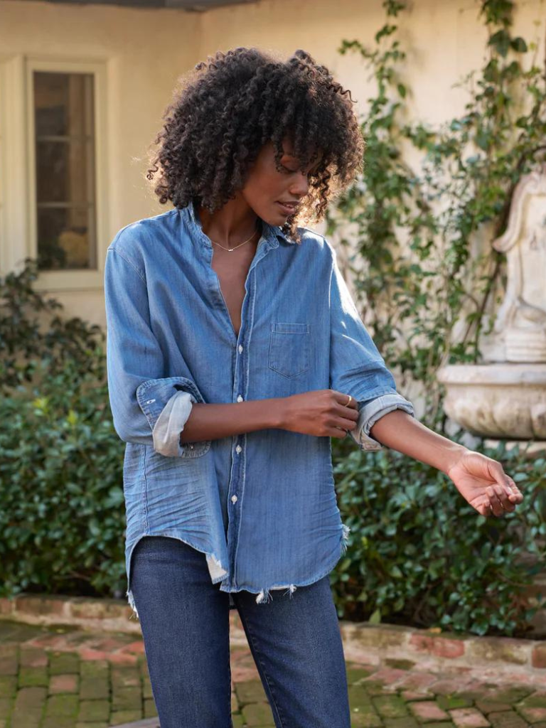 Eileen Denim Button Up in Vintage Stonewashed Indigo