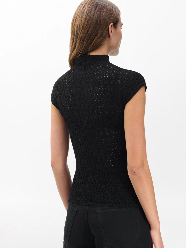 Tana Merino Wool Knit Top in Black