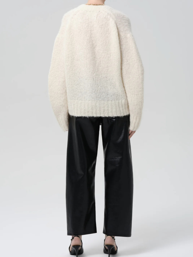 Recycled Leather Pull On Pant in Black
