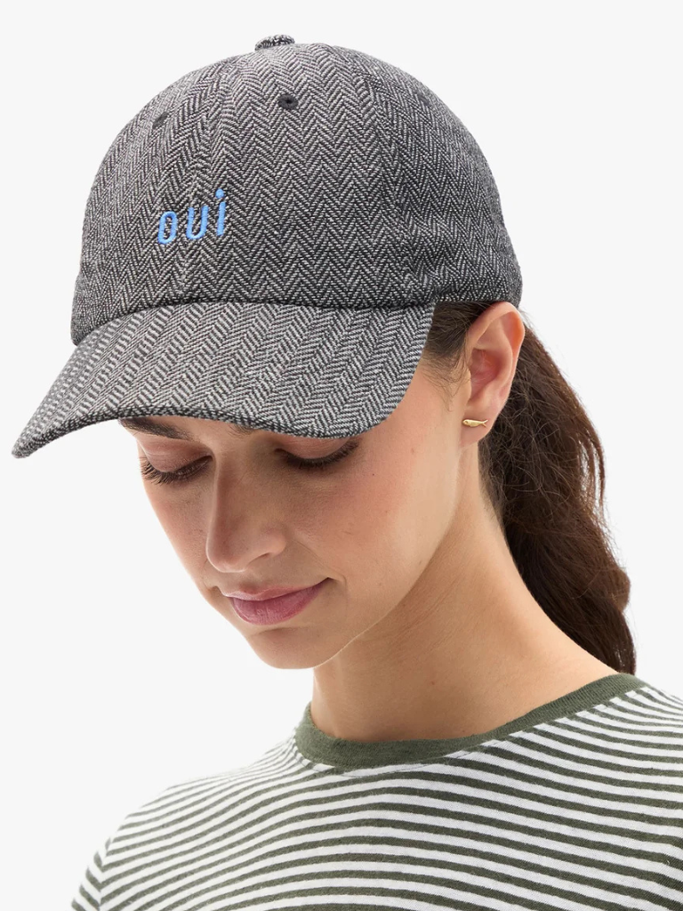 Oui Baseball Hat in Black/Cream