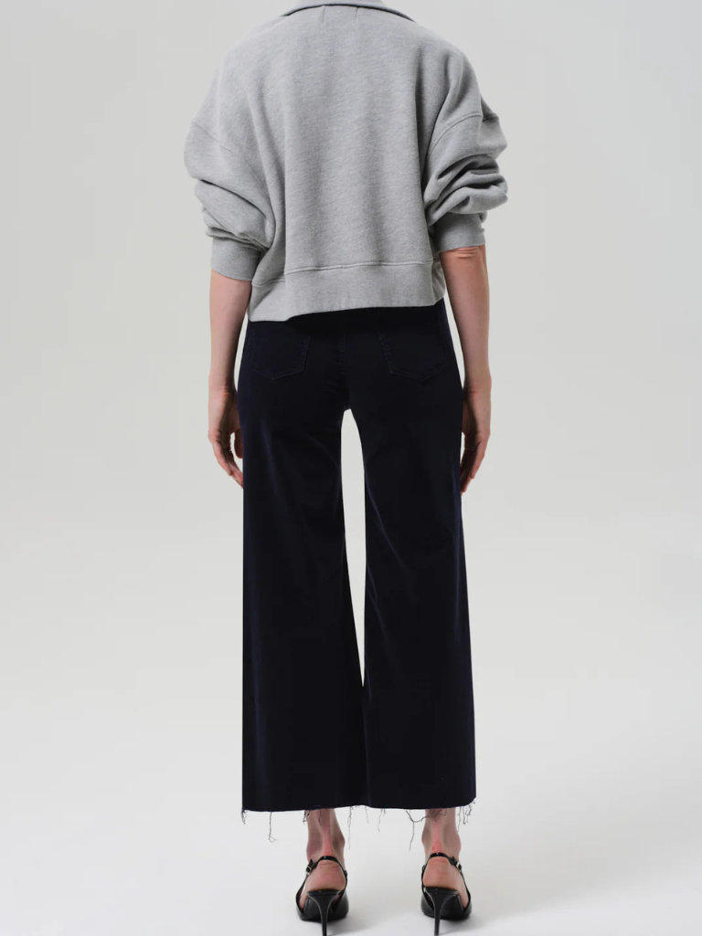 Lyra Wide Leg Crop Corduroy in Navy