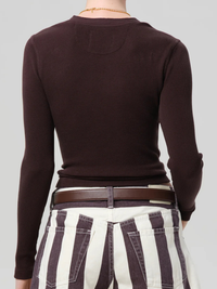 Drea Waffle Henley in Chocolate