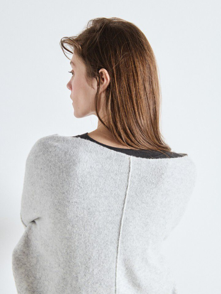 Damsville Boatneck Sweater in Heather Grey