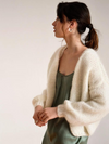 Mohair Bomber Cardigan in Creme