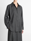 Italian Jaspe Relaxed Button-Front Shirt in Heather Grey