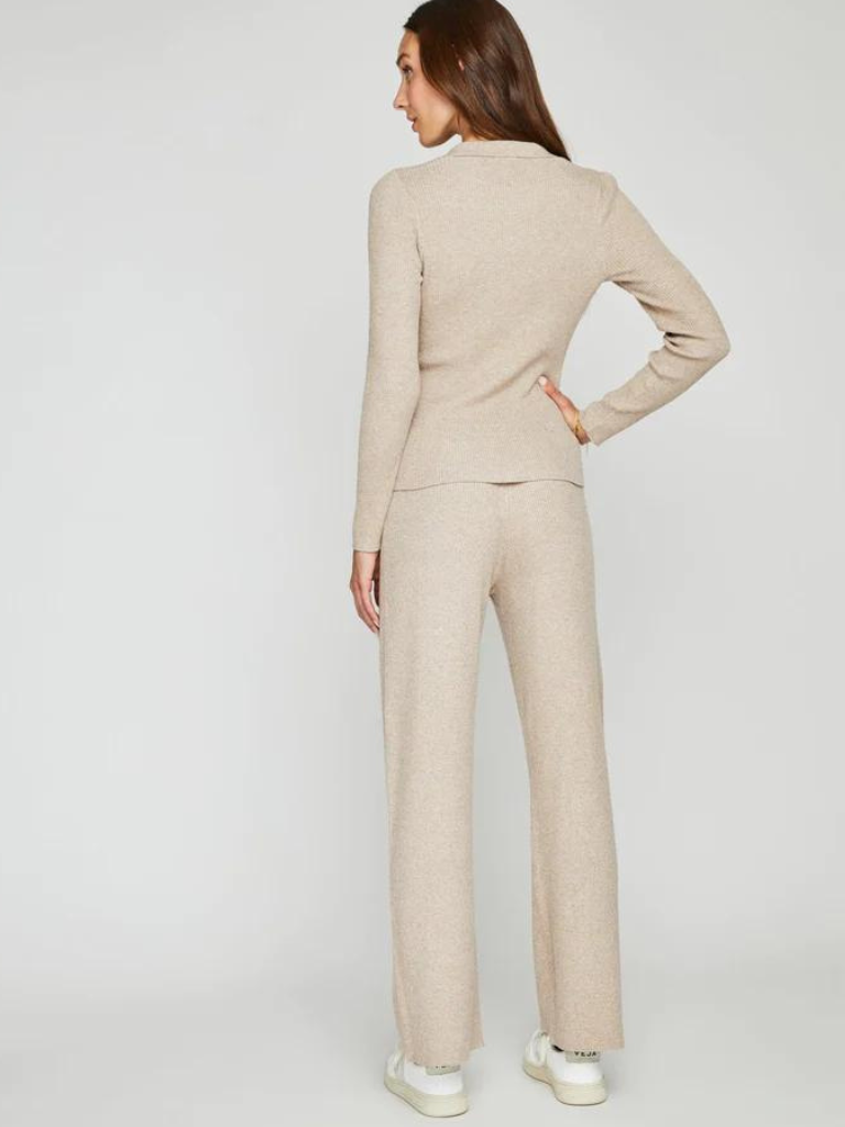 Piper Rib Pant in Heather Taupe