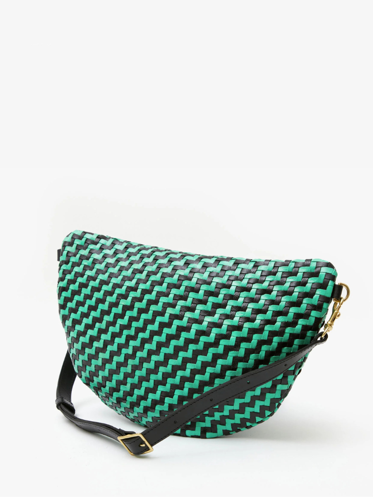 Grande Fanny Pack in Mint Opal & Black Woven Zig-Zag