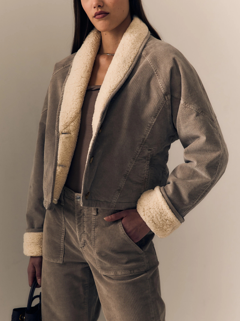 Corduroy Eden Jacket in Soft Taupe