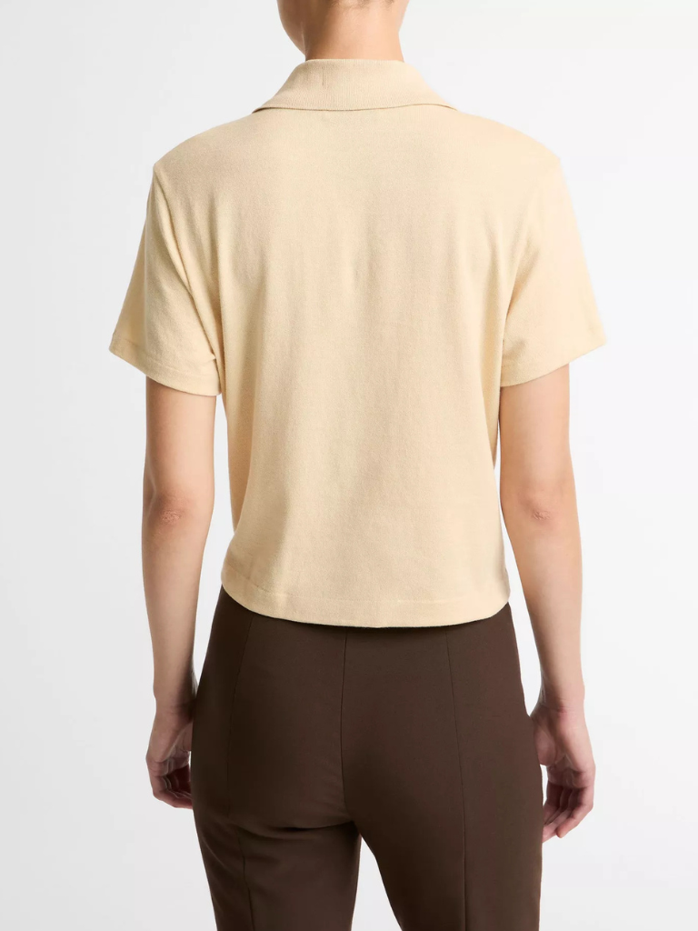 Cotton Cropped Pocket Polo in Chamomile