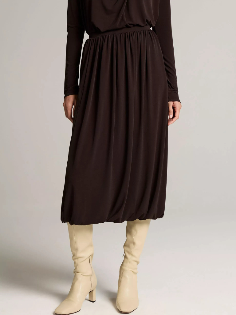 Matte Jersey Bubble Skirt in Smoked Truffle