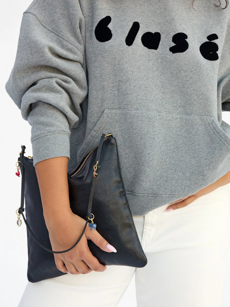 Knotted Leather Shoulder Strap in Black