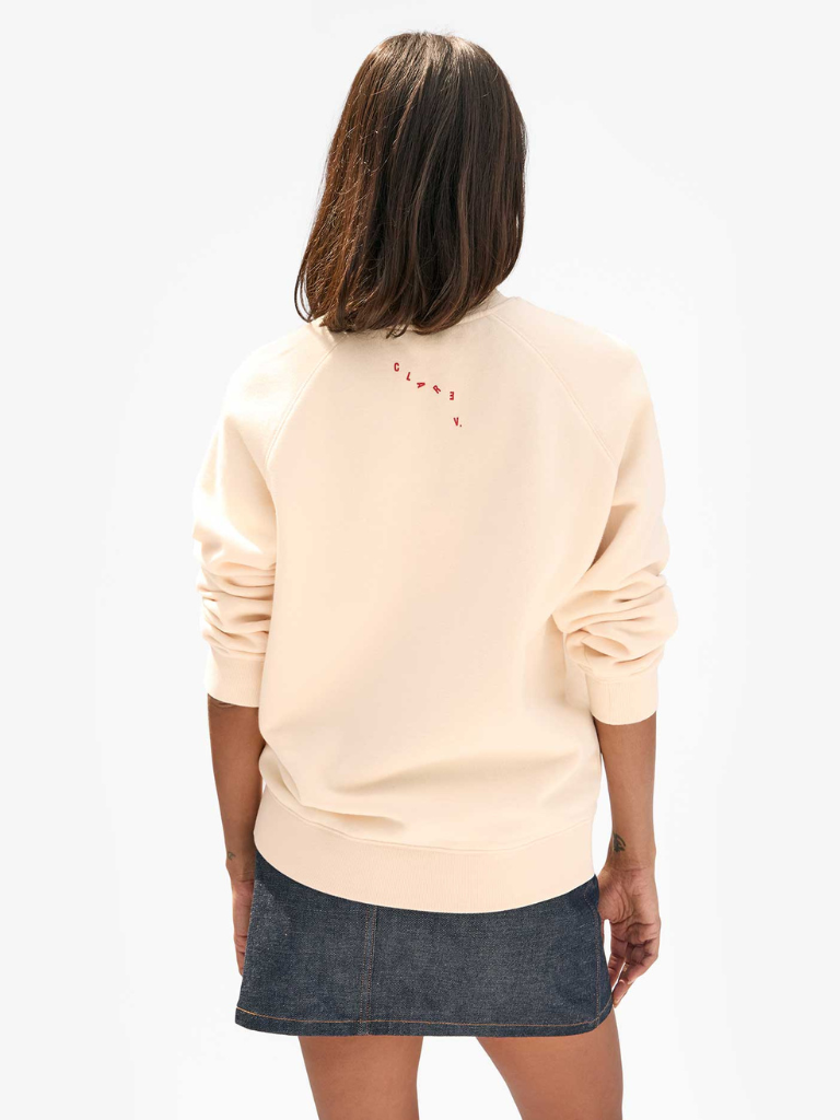 Oui Sweatshirt in Cream w/ Bright Poppy