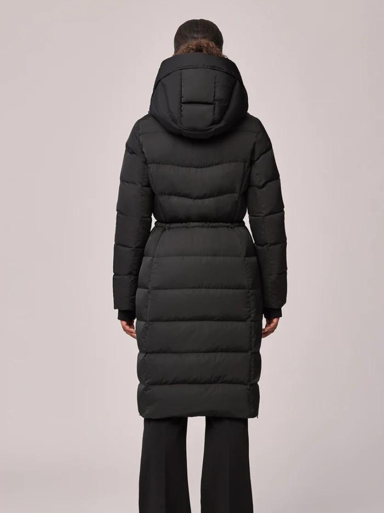 Liv Long Hooded Down Coat in Black