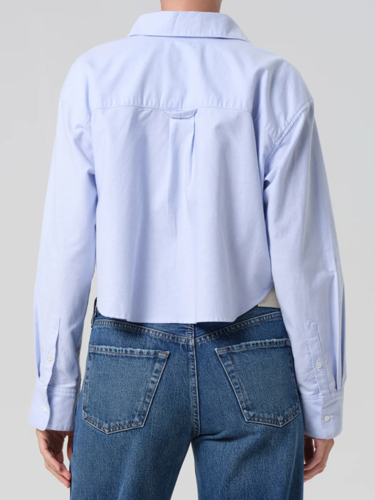 Ana Cropped Shirt in Blue