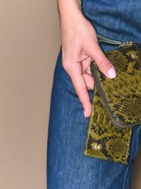 Helena Python Cardholder in Dark Khaki