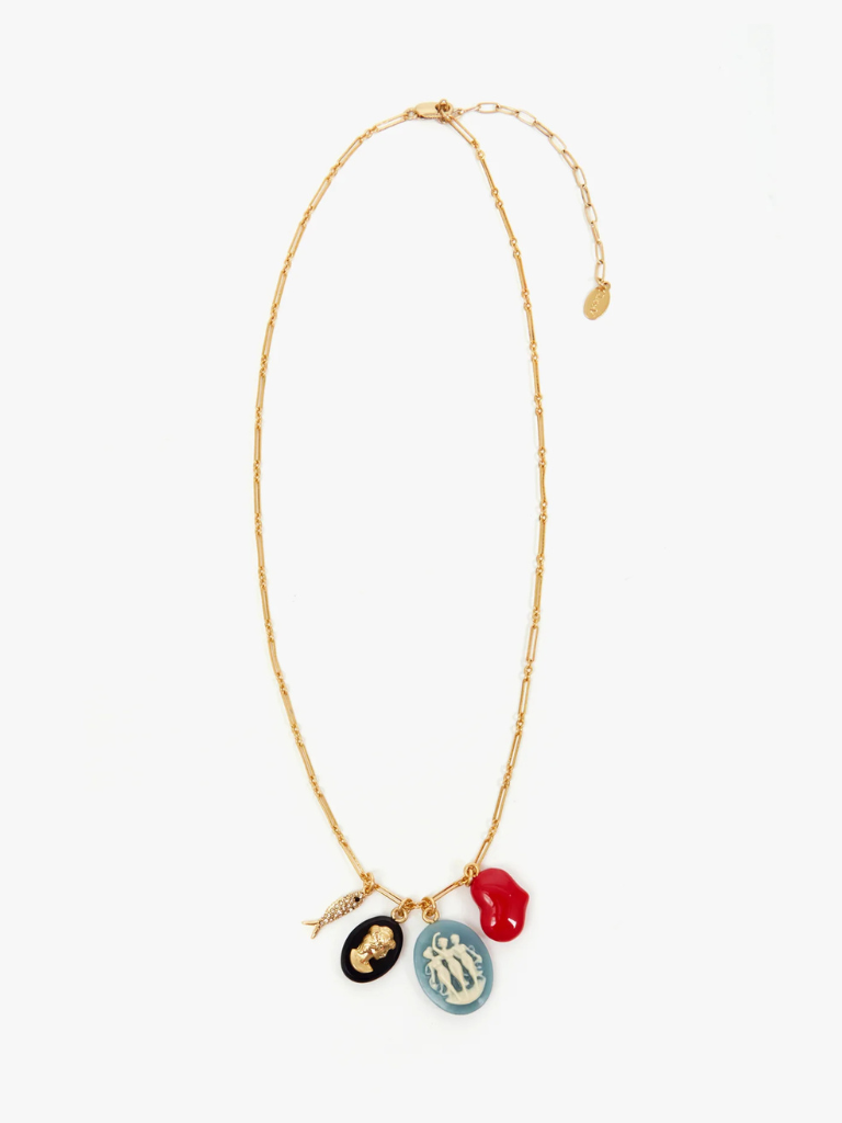 Cameo Charm Necklace in Multi