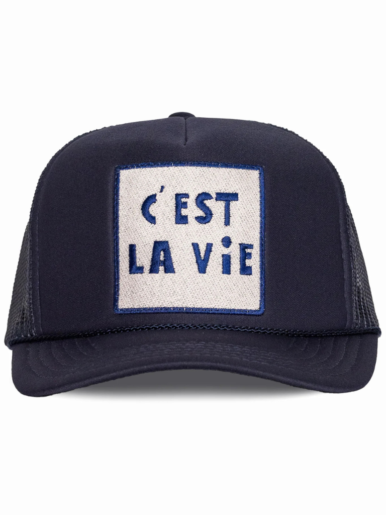 C'est La Vie Trucker Hat in Navy