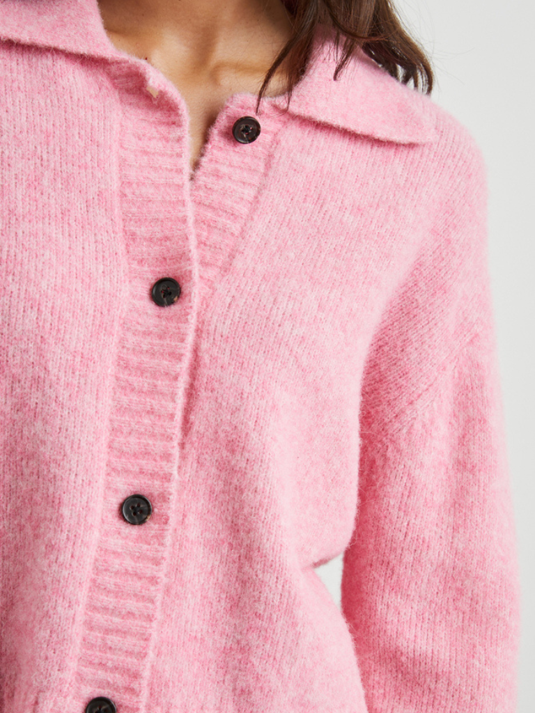Amber Cardigan Sweater in Heather Fuschia