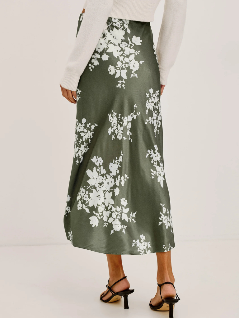 Anya Midi Skirt in Lace Floral
