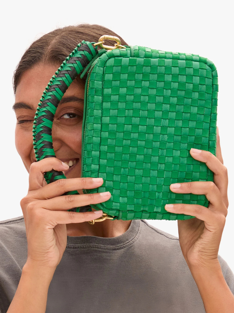 Braided Top Handle in Green Apple/Black