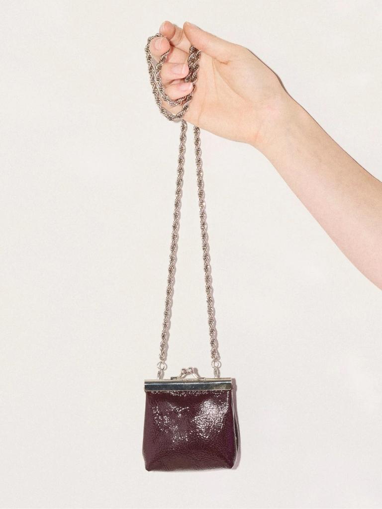 Kenzie Mini Purse Necklace in Wine Crinkle