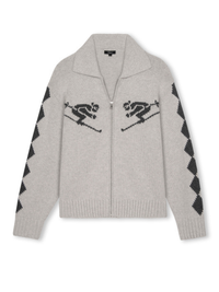 Rhea Zip Cardigan Sweater in Powder Grey