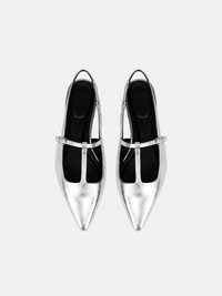 Iliana Metallic Leather Slingback Flat in Silver