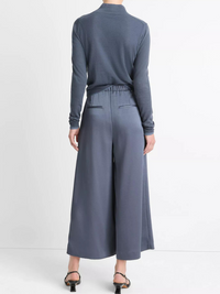 Mid-Rise Satin Culotte in Dark Water