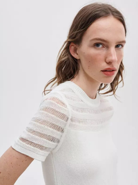Britt Short-Sleeve Sweater in White