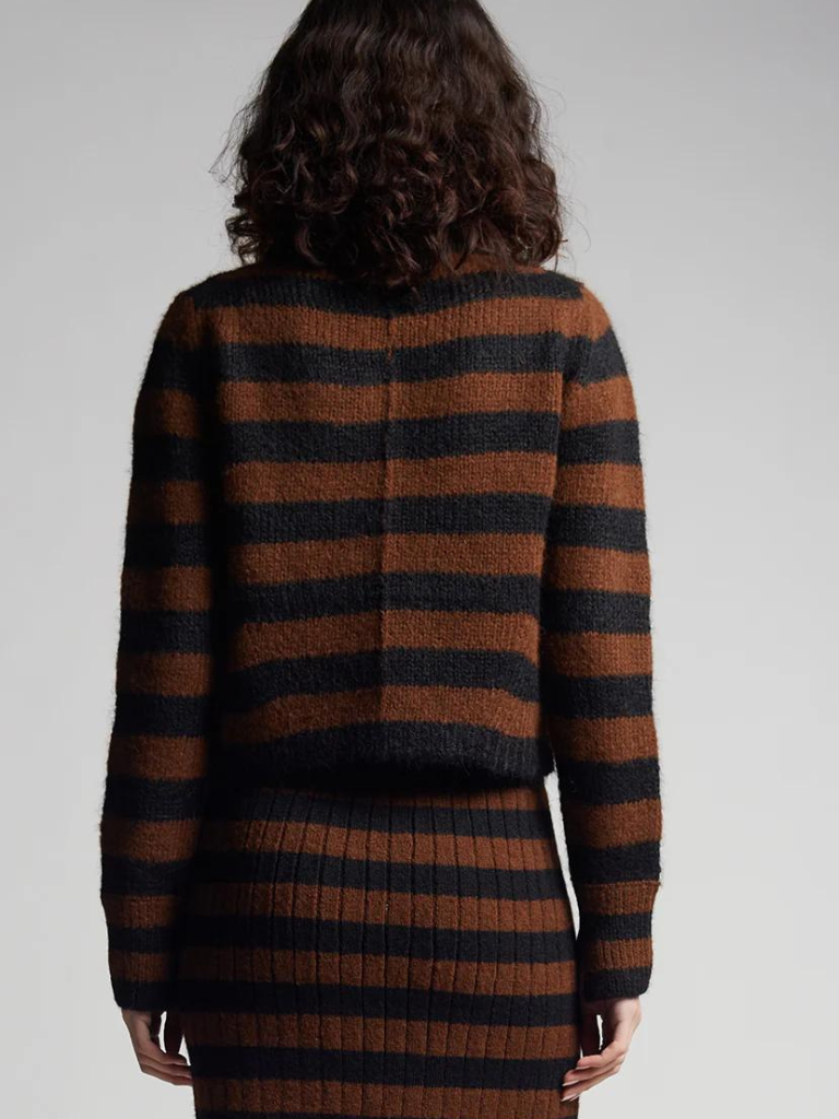 Ava Stripe Sweater in Cocoa/Black