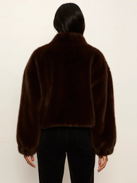 Everest Fur Bomber in Espresso Martini