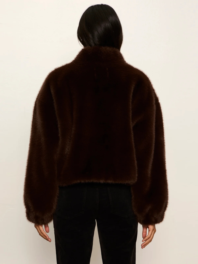 Everest Fur Bomber in Espresso Martini