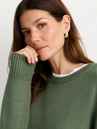 Lowen Distressed Pullover in Thyme