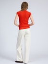 Tana Merino Wool Knit Top in Tomato Red