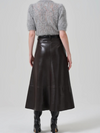 Cassia Leather Skirt in Chocolate Dark Brown