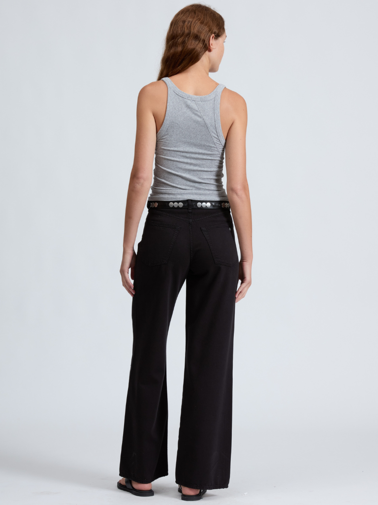 Essential Rib Wide String Tank In Heather Grey