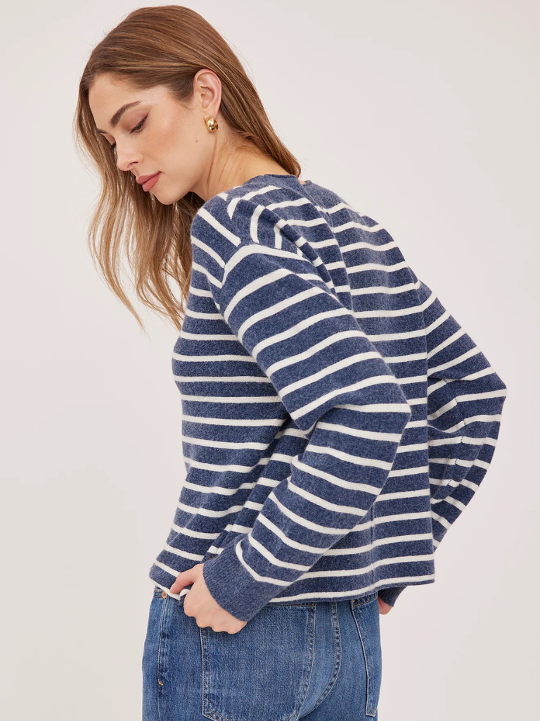 Wanda Pullover Sweater in Navy Stripe