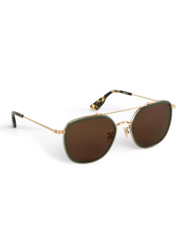 Austin Sunglasses in 18K Titanium + Bottle Green + Zulu