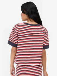 Le Bateau Tee in Navy/Cherry Red/Cream Stripe