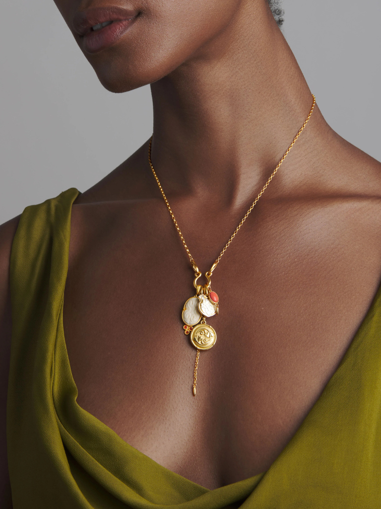 Keeper of All Treasures Charm Necklace Set in Gold
