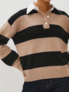 Paxton Rugby Sweater in Oatmeal/Black