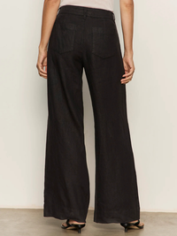 Linen Marine Wide-Leg Pants in Black