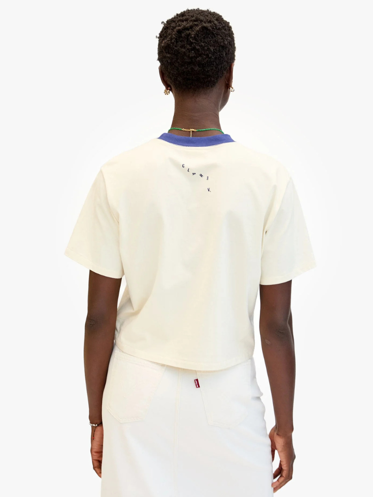 Le Carre CIAO Tee in Cream w/Navy Block Letters