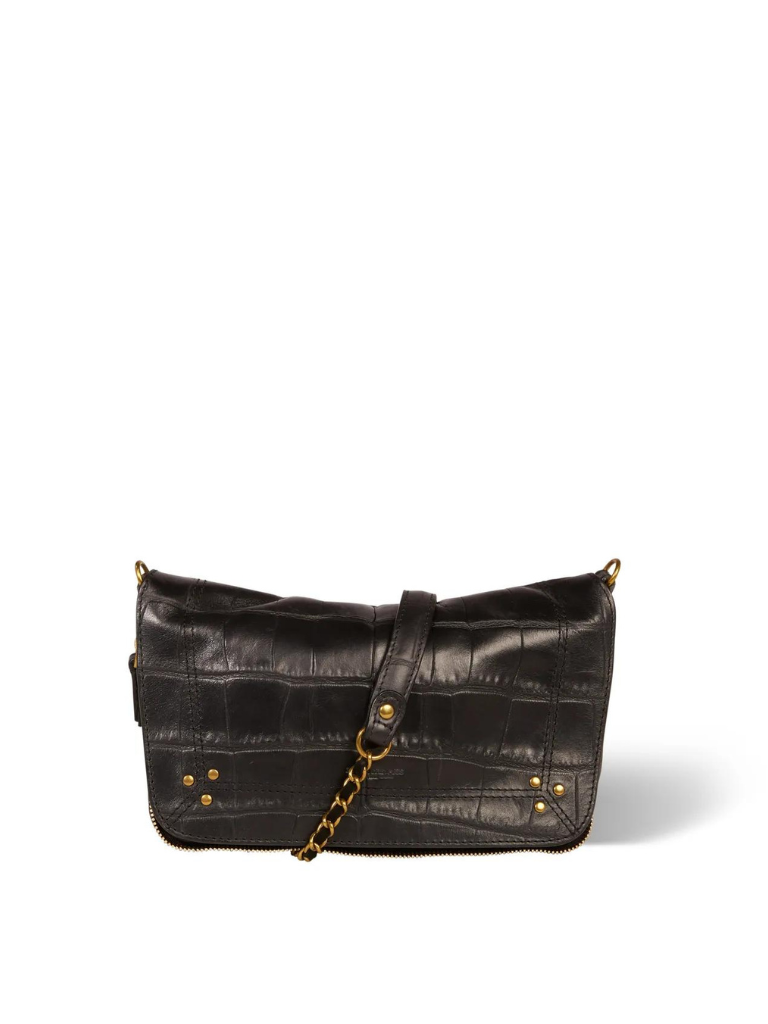 Bobi S Shoulder Bag in Black Croco Cowskin